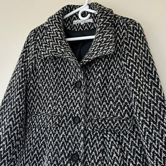 Vintage Kenneth Cole wool blend tweed peplum houndstooth 90s Y2K jacket coat S - Picture 2 of 16